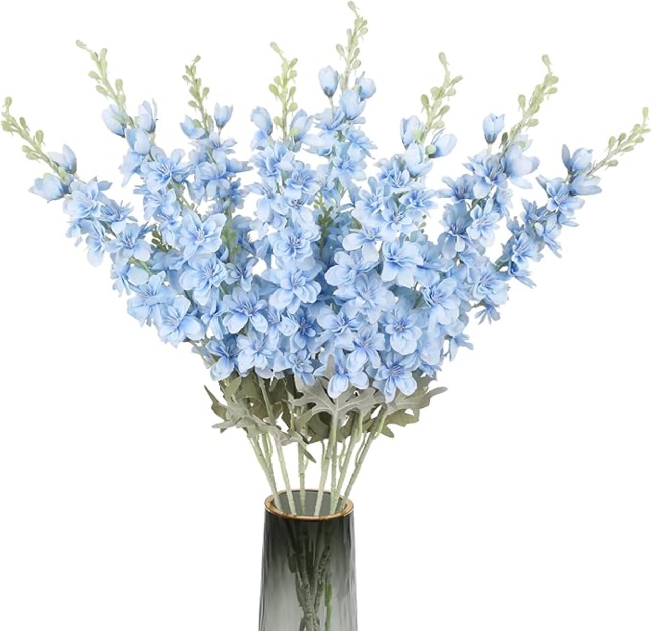 8PCS Blue Delphinium Artificial Flowers 33.5” Larkspur Faux Silk Long Stem Flowers for Tall Vase, Wedding Arrangement, Home Decor, Centerpieces & Party Decorations (Baby Blue)